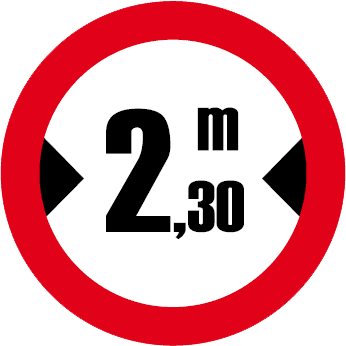 Accesul interzis vehiculelor cu lăţimea mai mare de ... m