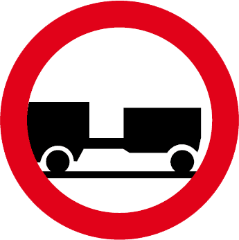 Accesul interzis autovehiculelor cu remorcă, cu excepţia celor cu semiremorcă sau cu remorcă cu o osie