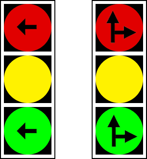 Semafor cu indicare a direcției de deplasare