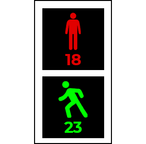 Semafor pentru pietoni combinat cu dispozitiv de cronometrare a timpului aferent culorii