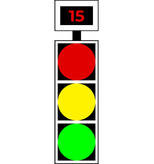 Semafor combinat cu dispozitiv de cronometrare a timpului aferent culorii